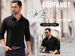 COOFANDY Men's Long Sleeve Polo Shirt Casual Dress Button Polo T Shirt with Pocket Basic Lightweight Collared Golf Shirt