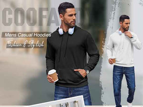 COOFANDY Mens Hoodies Pullover Long Sleeve Casual Fashion Sweatshirts Drawstring Gym Hooded Shirt with Kanga Pocket