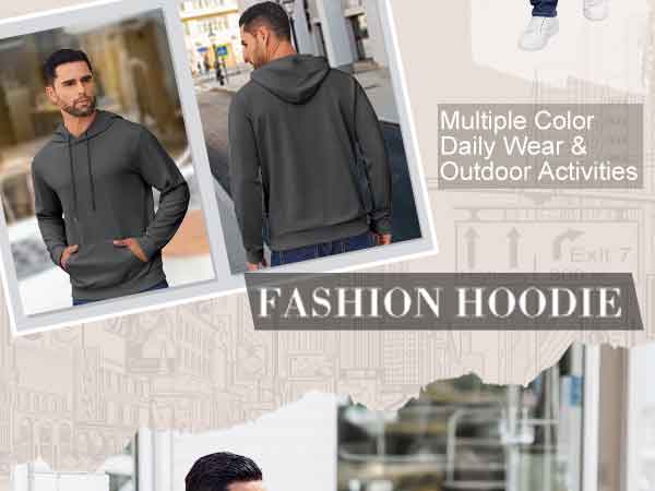 COOFANDY Mens Hoodies Pullover Long Sleeve Casual Fashion Sweatshirts Drawstring Gym Hooded Shirt with Kanga Pocket