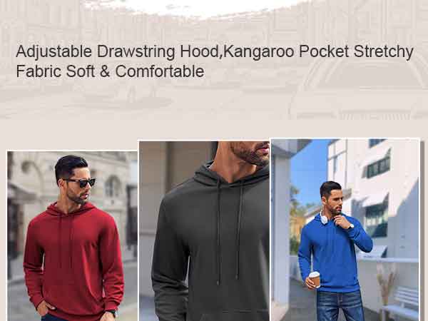COOFANDY Mens Hoodies Pullover Long Sleeve Casual Fashion Sweatshirts Drawstring Gym Hooded Shirt with Kanga Pocket