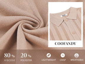 COOFANDY Men's Knit Polo Shirt Vintage Button Down Shirt Short Sleeve Hawaiian Shirt 2025 Summer Fashion Beach Shirts