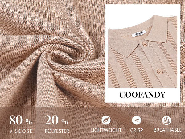COOFANDY Men's Knit Polo Shirt Vintage Button Down Shirt Short Sleeve Hawaiian Shirt 2025 Summer Fashion Beach Shirts