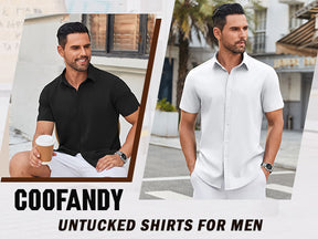 COOFANDY Mens Casual Button Down Shirts Short Sleeve Wrinkle Free Shirt Untucked Summer Stretch Dress Shirt