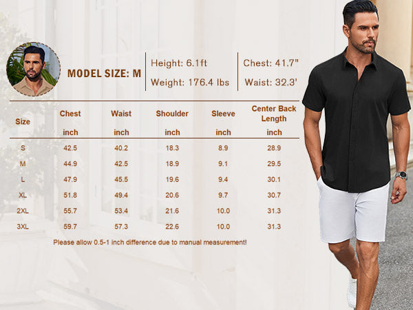COOFANDY Mens Casual Button Down Shirts Short Sleeve Wrinkle Free Shirt Untucked Summer Stretch Dress Shirt