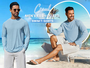 COOFANDY Men's Sun Protection Shirts Long Sleeve Rash Guard Swim T-Shirts Lightweight Quick Dry Fishing Shirts