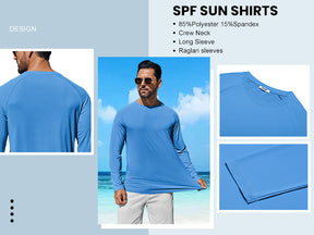 COOFANDY Men's Sun Protection Shirts Long Sleeve Rash Guard Swim T-Shirts Lightweight Quick Dry Fishing Shirts