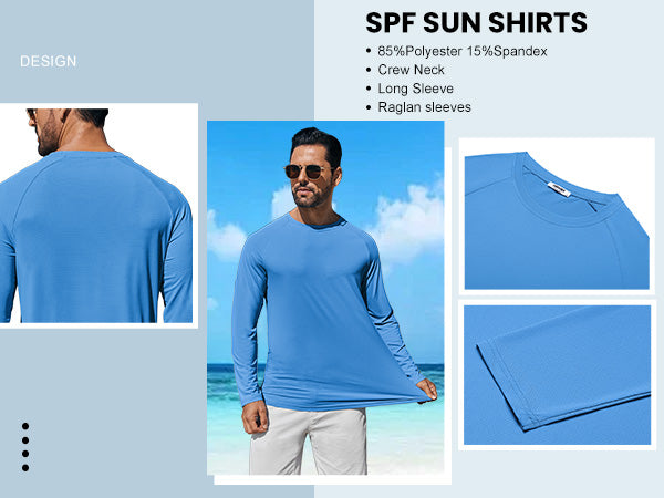 COOFANDY Men's Sun Protection Shirts Long Sleeve Rash Guard Swim T-Shirts Lightweight Quick Dry Fishing Shirts