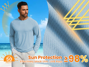 COOFANDY Men's Sun Protection Shirts Long Sleeve Rash Guard Swim T-Shirts Lightweight Quick Dry Fishing Shirts