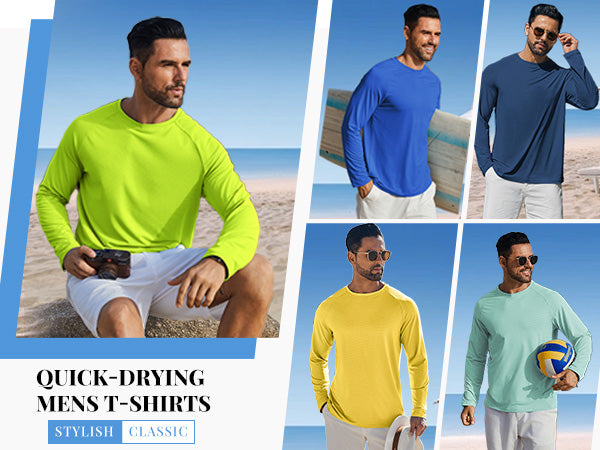 COOFANDY Men's Sun Protection Shirts Long Sleeve Rash Guard Swim T-Shirts Lightweight Quick Dry Fishing Shirts