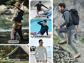 COOFANDY Men's Sun Protection Shirts Long Sleeve Rash Guard Swim T-Shirts Lightweight Quick Dry Fishing Shirts