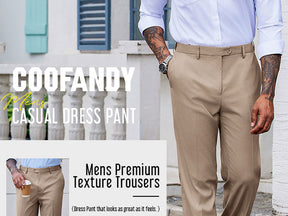 COOFANDY Men's Classic Fit Dress Pants Flat Front Straight Casual Pant Expandable Waist Suit Pant