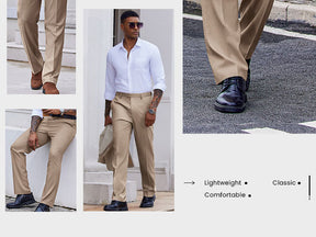 COOFANDY Men's Classic Fit Dress Pants Flat Front Straight Casual Pant Expandable Waist Suit Pant