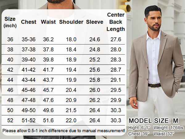 COOFANDY Men's Casual Blazer Slim Fit Two Buttons Sport Coat Lightweight Suit Jacket