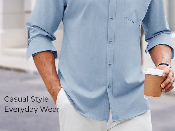 COOFANDY Mens Button Down Shirt Casual Untucked Shirts Long Sleeve Dress Shirt with Pocket