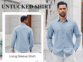 COOFANDY Mens Button Down Shirt Casual Untucked Shirts Long Sleeve Dress Shirt with Pocket