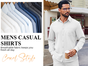 COOFANDY Mens Button Down Shirt Casual Untucked Shirts Long Sleeve Dress Shirt with Pocket
