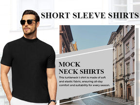 COOFANDY Men's Mock Turtleneck Short Sleeve Soft Lightweight Sweater Ribbed Knit Pullover Casual Basic Tops