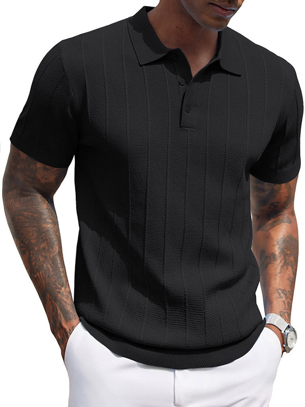 COOFANDY Mens Knit Polo Shirts Short Sleeve Ribbed Textured Polo Shirt Lightweight Casual Golf Shirts Collared T Shirt