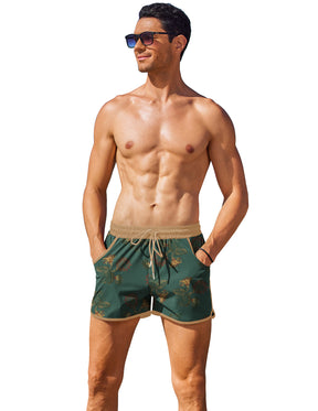 COOFANDY Men's Swim Trunks Quick Dry Swimsuit Color Block Board Short Bathing Suit Swimwear with Mesh Liner