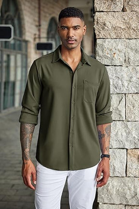 COOFANDY Men's Wrinkle Free Shirts Casual Long Sleeve Button Down Dress Shirts