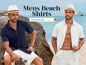 COOFANDY Shirts for Men Short Sleeve Button Down Shirt Casual Summer Beach Shirt