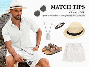 COOFANDY Shirts for Men Short Sleeve Button Down Shirt Casual Summer Beach Shirt