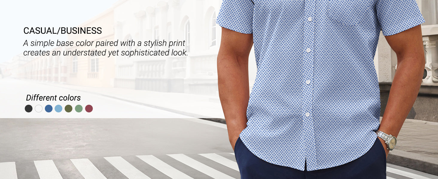 COOFANDY Mens Dress Shirts Short Sleeve Business Casual Shirts Regular Fit Casual Button Down Untucked Shirts