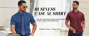 COOFANDY Mens Dress Shirts Short Sleeve Business Casual Shirts Regular Fit Casual Button Down Untucked Shirts