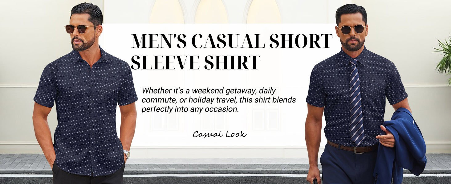 COOFANDY Mens Dress Shirts Short Sleeve Business Casual Shirts Regular Fit Casual Button Down Untucked Shirts