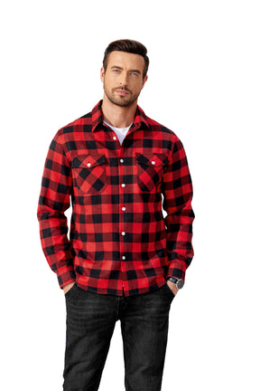 COOFANDY Mens Flannel Shirts Long Sleeve Casual Plaid Button Down Shirt Cotton Shirt Cowboy Work Shirts with Pockets