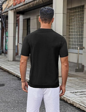 COOFANDY Mens Knit Button Down Shirt Short Sleeve Summer Casual Shirts Vintage Beach Vacation Shirts