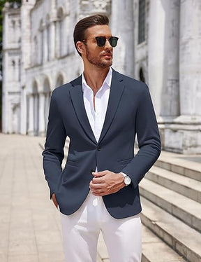COOFANDY Men's Casual Knit Blazer Two Button Lightweight Sport Coats Suit Jacket