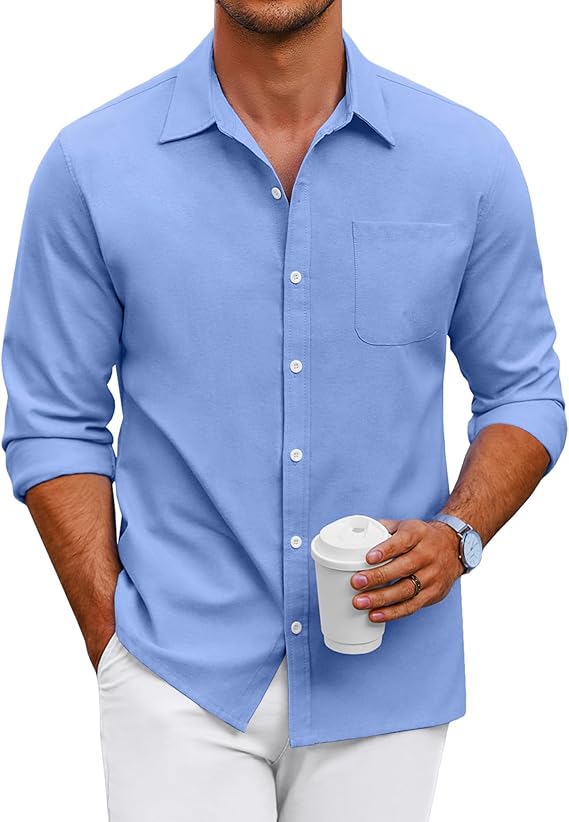 COOFANDY Men's Oxford Shirt Long Sleeve Casual Button Down Shirts Regular Fit Dress Shirts