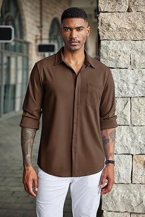 COOFANDY Men's Wrinkle Free Shirts Casual Long Sleeve Button Down Dress Shirts