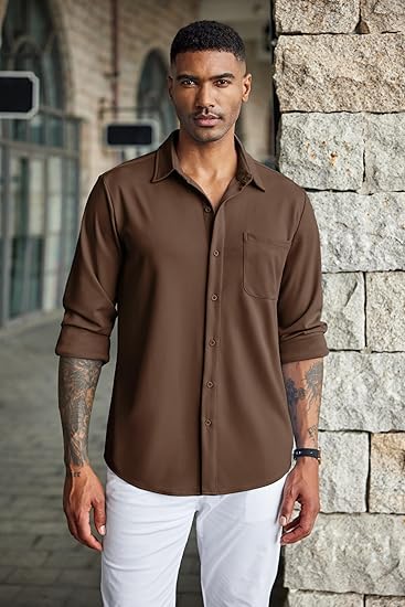 COOFANDY Men's Wrinkle Free Shirts Casual Long Sleeve Button Down Dress Shirts