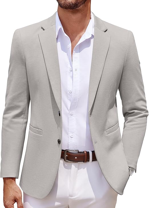 COOFANDY Men's Casual Knit Blazer Two Button Lightweight Sport Coats Suit Jacket
