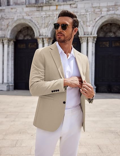COOFANDY Men's Casual Knit Blazer Two Button Lightweight Sport Coats Suit Jacket