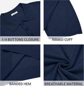 COOFANDY Mens Knit Polo Shirts Casual Short Sleeve Button Down Polo Shirt Classic Golf Shirts