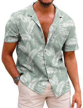 COOFANDY Men's Hawaiian Floral Shirts Cotton Linen Button Down Tropical Holiday Beach Shirts S-XXXL