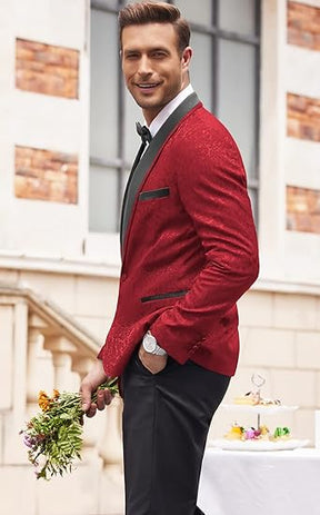 COOFANDY Men's Floral Tuxedo Suit Jacket Slim Fit Dinner Jacket Party Prom Wedding Blazer Jackets
