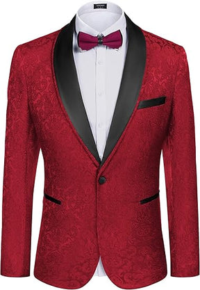 COOFANDY Men's Floral Tuxedo Suit Jacket Slim Fit Dinner Jacket Party Prom Wedding Blazer Jackets