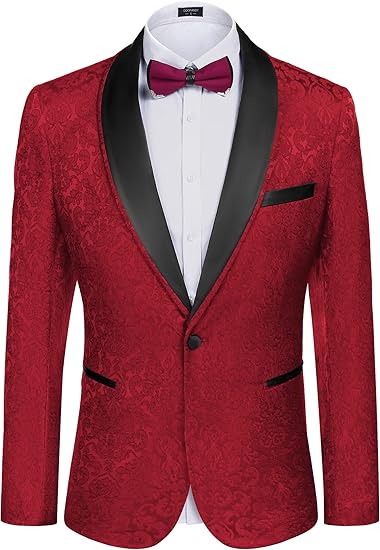 COOFANDY Men's Floral Tuxedo Suit Jacket Slim Fit Dinner Jacket Party Prom Wedding Blazer Jackets