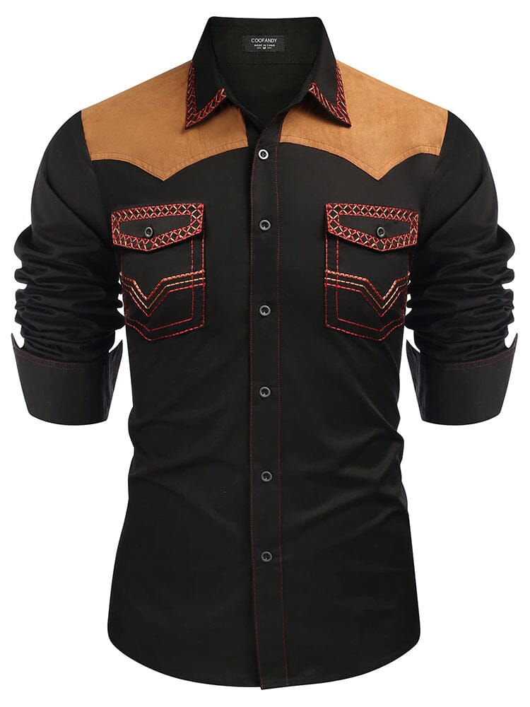 Vintage Embroidered Western Cowboy Shirt (US Only) Shirts coofandy Black S 