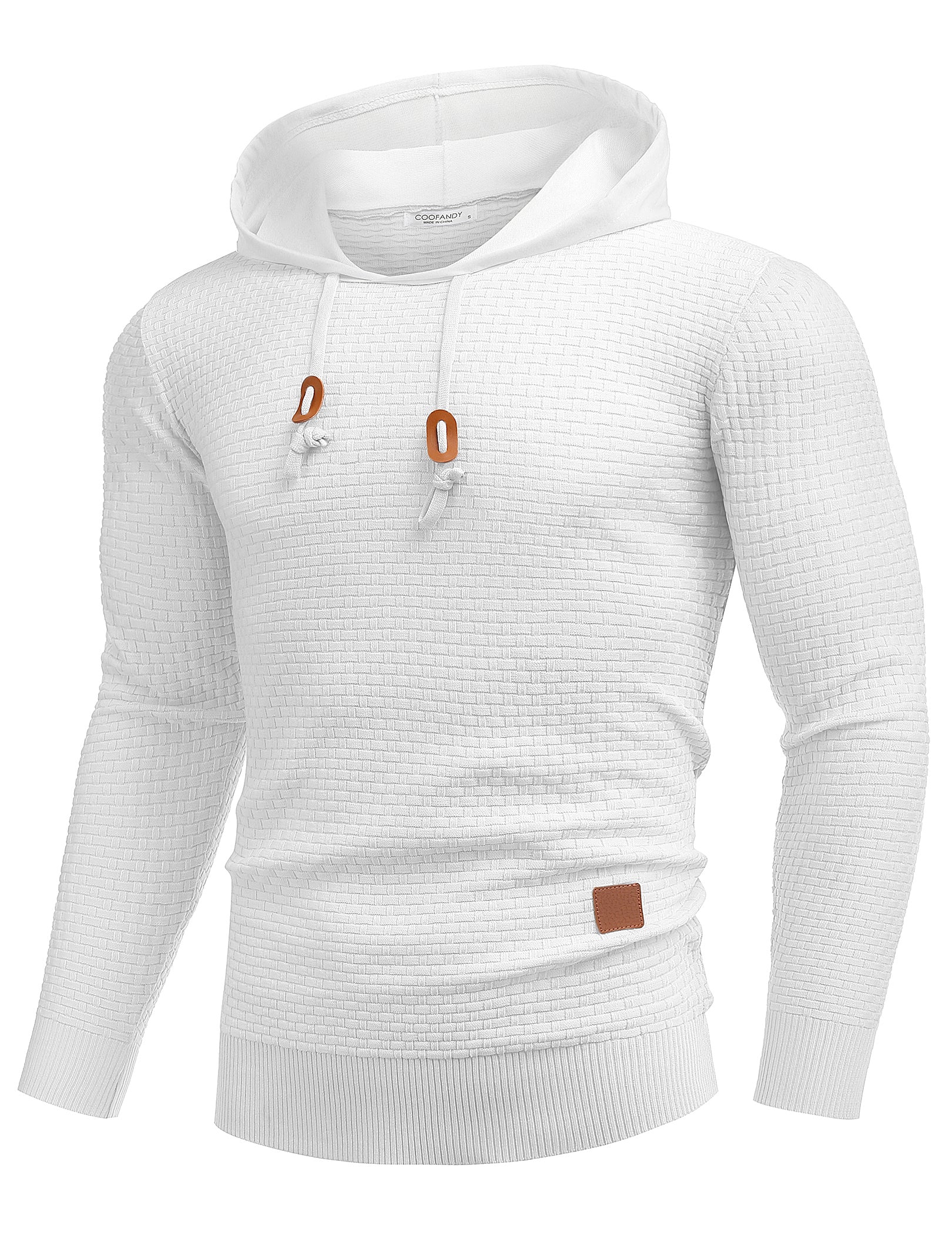 COOFANDY Mens Hooded Sweatshirt Casual Long Sleeve Drawstring Waffle Knit Hoodies Slim Fit Hoodies Pullover