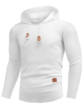 COOFANDY Mens Hooded Sweatshirt Casual Long Sleeve Drawstring Waffle Knit Hoodies Slim Fit Hoodies Pullover