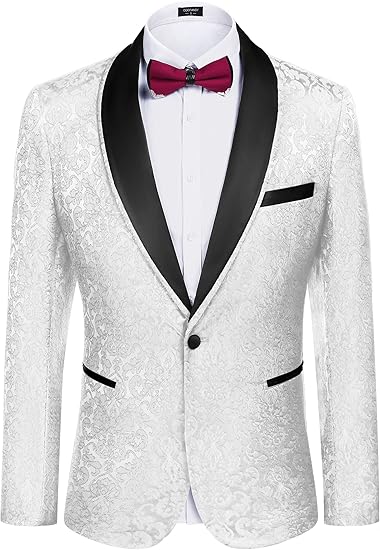 COOFANDY Men's Floral Tuxedo Suit Jacket Slim Fit Dinner Jacket Party Prom Wedding Blazer Jackets