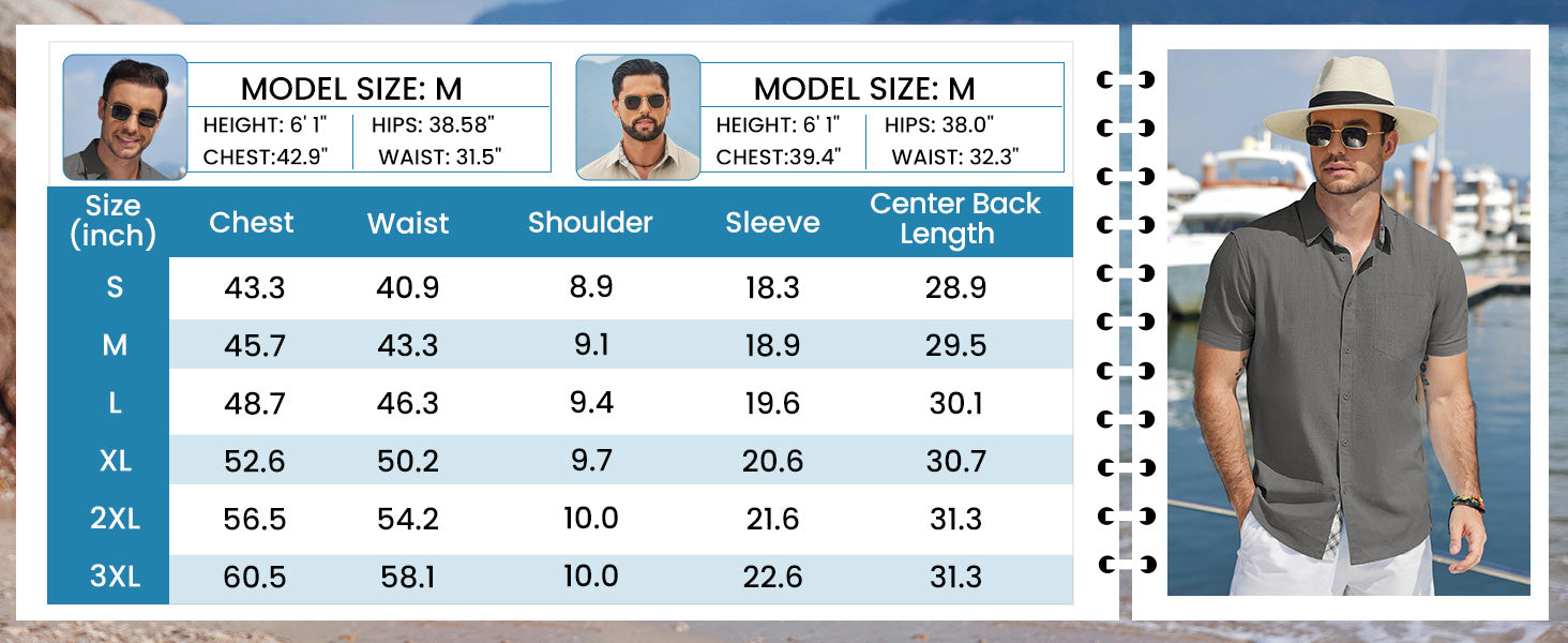 COOFANDY Men's Button Down Shirts Short Sleeve Casual Cotton Shirts Summer Beach Wedding Shirt with Pocket