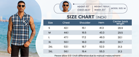 COOFANDY Mens Sleeveless Flannel Shirt Casual Summer Tank Top Button Up Sleeveless Beach Shirts with Chest Pocket