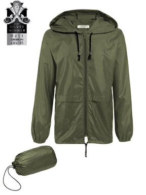 COOFANDY Mens Packable Rain Jacket Lightweight Waterproof Raincoat with Hood Outdoor Rain Gear Travel Hiking Cycling S-XXXL