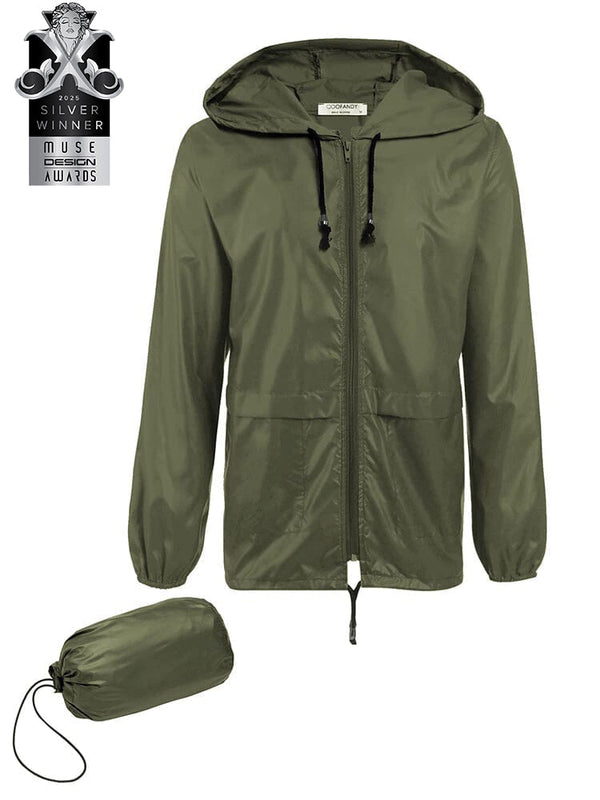 COOFANDY Mens Packable Rain Jacket Lightweight Waterproof Raincoat with Hood Outdoor Rain Gear Travel Hiking Cycling S-XXXL
